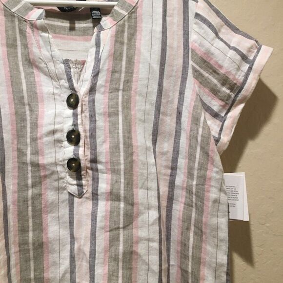 Ellen Tracy 100% Linen Striped Tunic Sm - Picture 7 of 7
